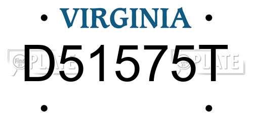 D51575T Virginia License Plate