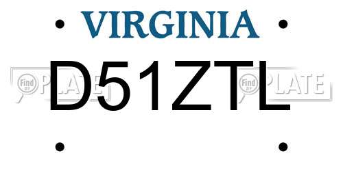 D51ZTL Virginia License Plate
