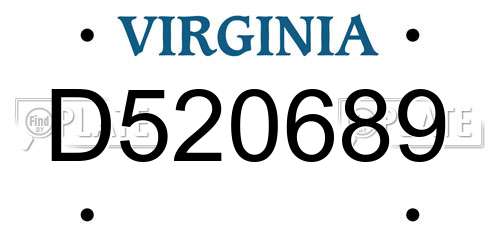 D520689 Virginia License Plate