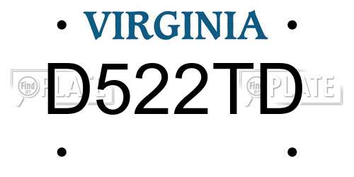 D522TD Virginia License Plate