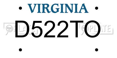 D522TO Virginia License Plate