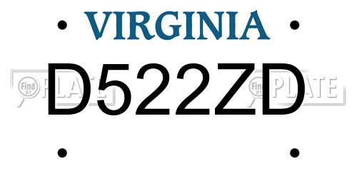 D522ZD Virginia License Plate