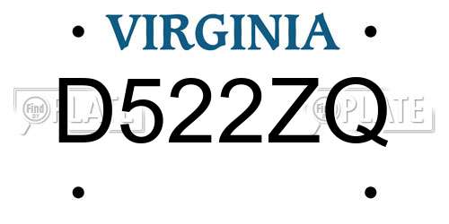 D522ZQ Virginia License Plate