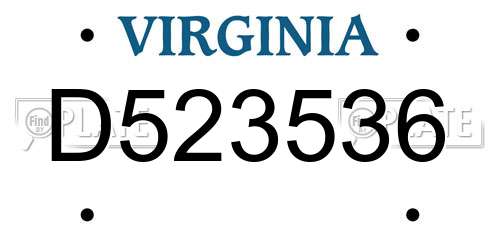 D523536 Virginia License Plate