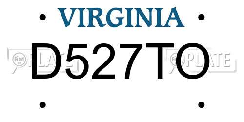 D527TO Virginia License Plate