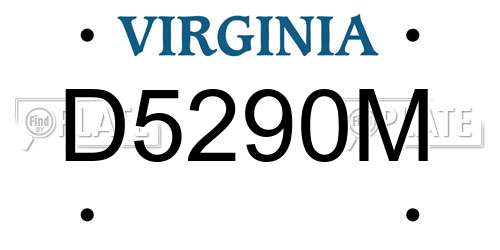 D5290M Virginia License Plate