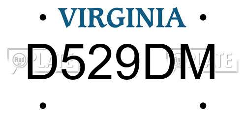 D529DM Virginia License Plate