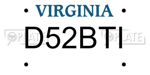 D52BTI Virginia License Plate