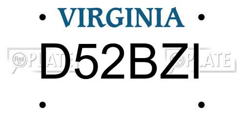D52BZI Virginia License Plate