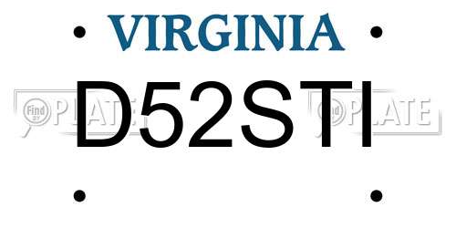 D52STI Virginia License Plate