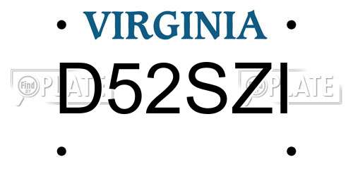 D52SZI Virginia License Plate