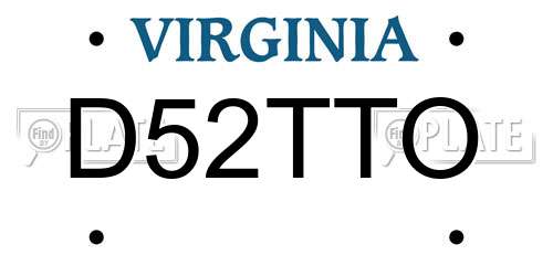 D52TTO Virginia License Plate