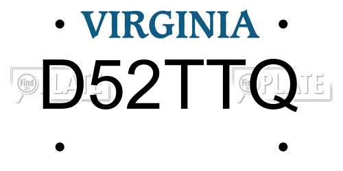 D52TTQ Virginia License Plate