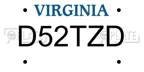 D52TZD Virginia License Plate