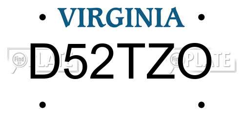 D52TZO Virginia License Plate