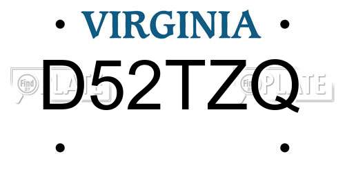 D52TZQ Virginia License Plate