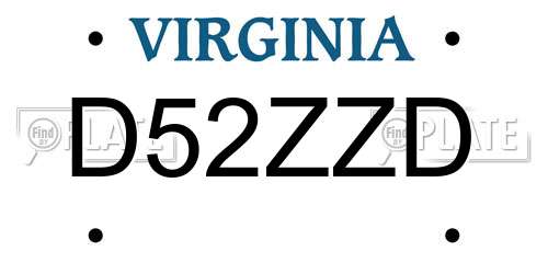 D52ZZD Virginia License Plate