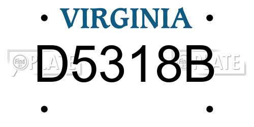 D5318B Virginia License Plate