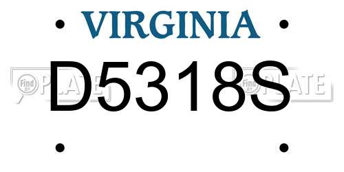 D5318S Virginia License Plate