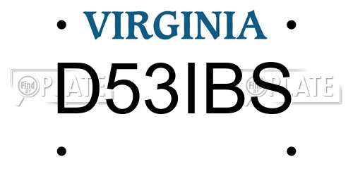 D53IBS Virginia License Plate