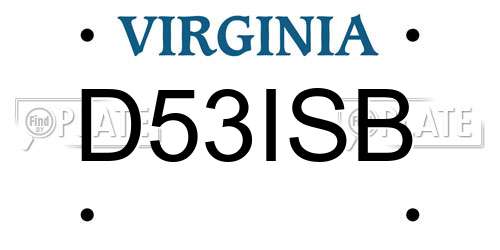 D53ISB Virginia License Plate