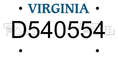 D540554 Virginia License Plate
