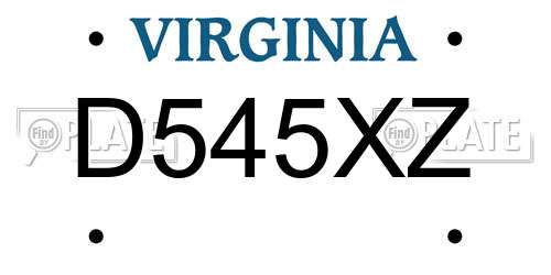D545XZ Virginia License Plate
