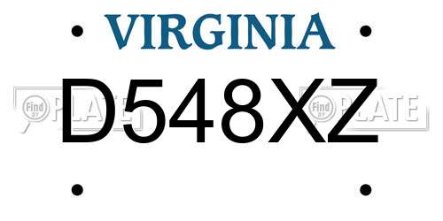 D548XZ Virginia License Plate