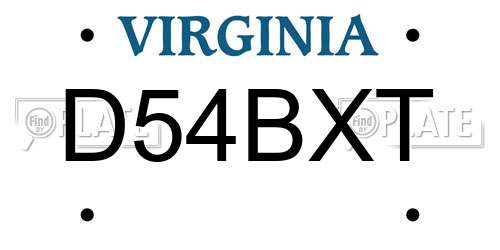D54BXT Virginia License Plate