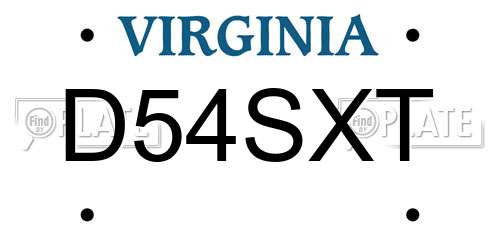 D54SXT Virginia License Plate