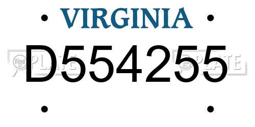 D554255 Virginia License Plate