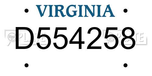 D554258 Virginia License Plate
