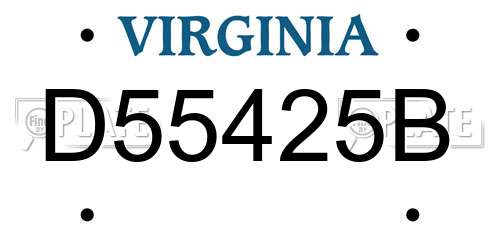 D55425B Virginia License Plate