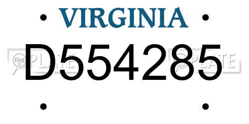 D554285 Virginia License Plate