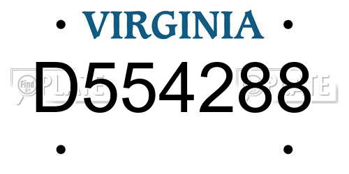 D554288 Virginia License Plate