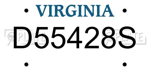 D55428S Virginia License Plate