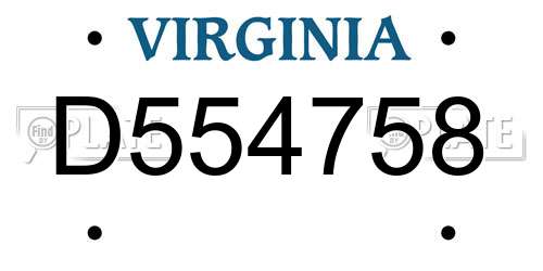D554758 Virginia License Plate