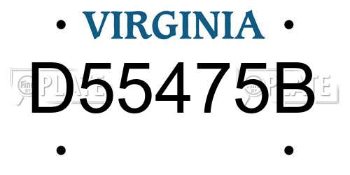 D55475B Virginia License Plate