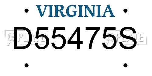 D55475S Virginia License Plate