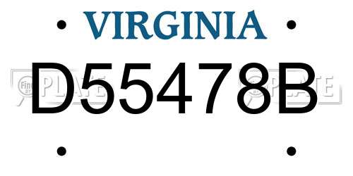 D55478B Virginia License Plate