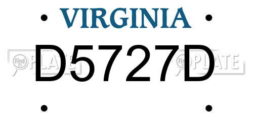 D5727D Virginia License Plate