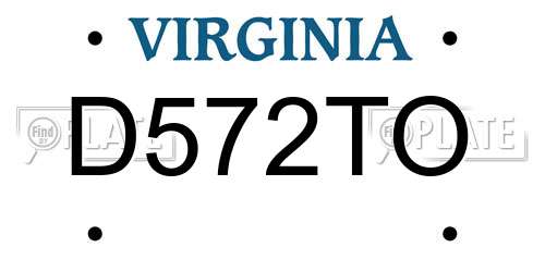 D572TO Virginia License Plate