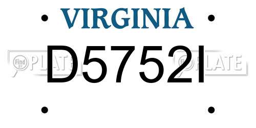 D5752I Virginia License Plate