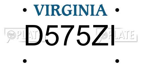 D575ZI Virginia License Plate