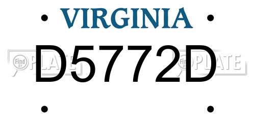 D5772D Virginia License Plate