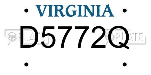 D5772Q Virginia License Plate