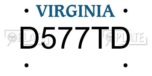 D577TD Virginia License Plate