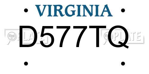 D577TQ Virginia License Plate