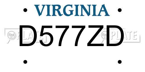 D577ZD Virginia License Plate