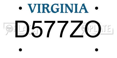 D577ZO Virginia License Plate